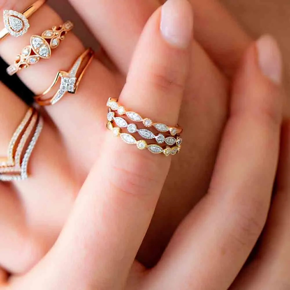 Stackable Ring with .07 Carat TW of Diamonds in 10kt Yellow Gold