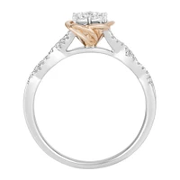Enchanted Disney Belle Ring with .25 Carat TW of Diamonds in 10kt White and Rose Gold