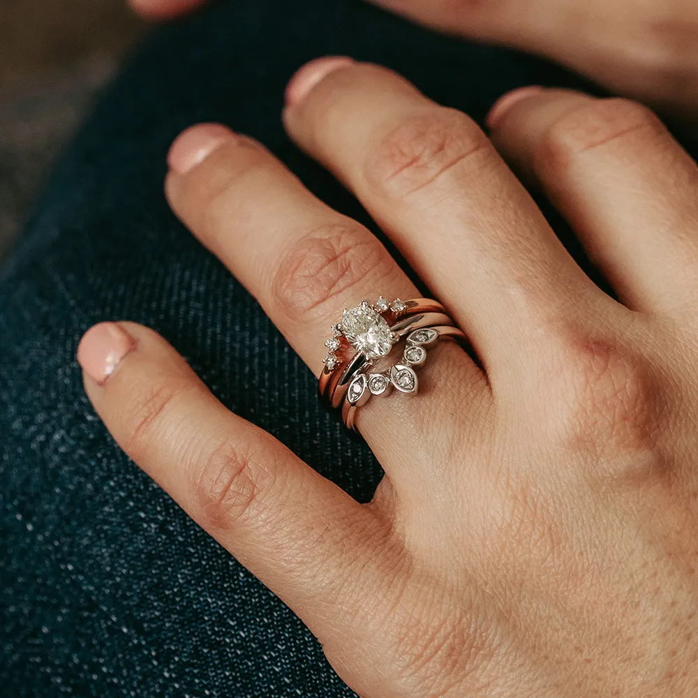 Oval Solitaire Engagement Ring with .50 Carat Diamond in 14kt White Gold