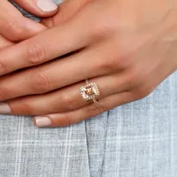 Ring with Morganite and .22 Carat TW of Diamonds in 14kt Rose Gold