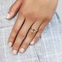 Ring with Morganite and .19 Carat TW of Diamonds in 14kt Rose Gold