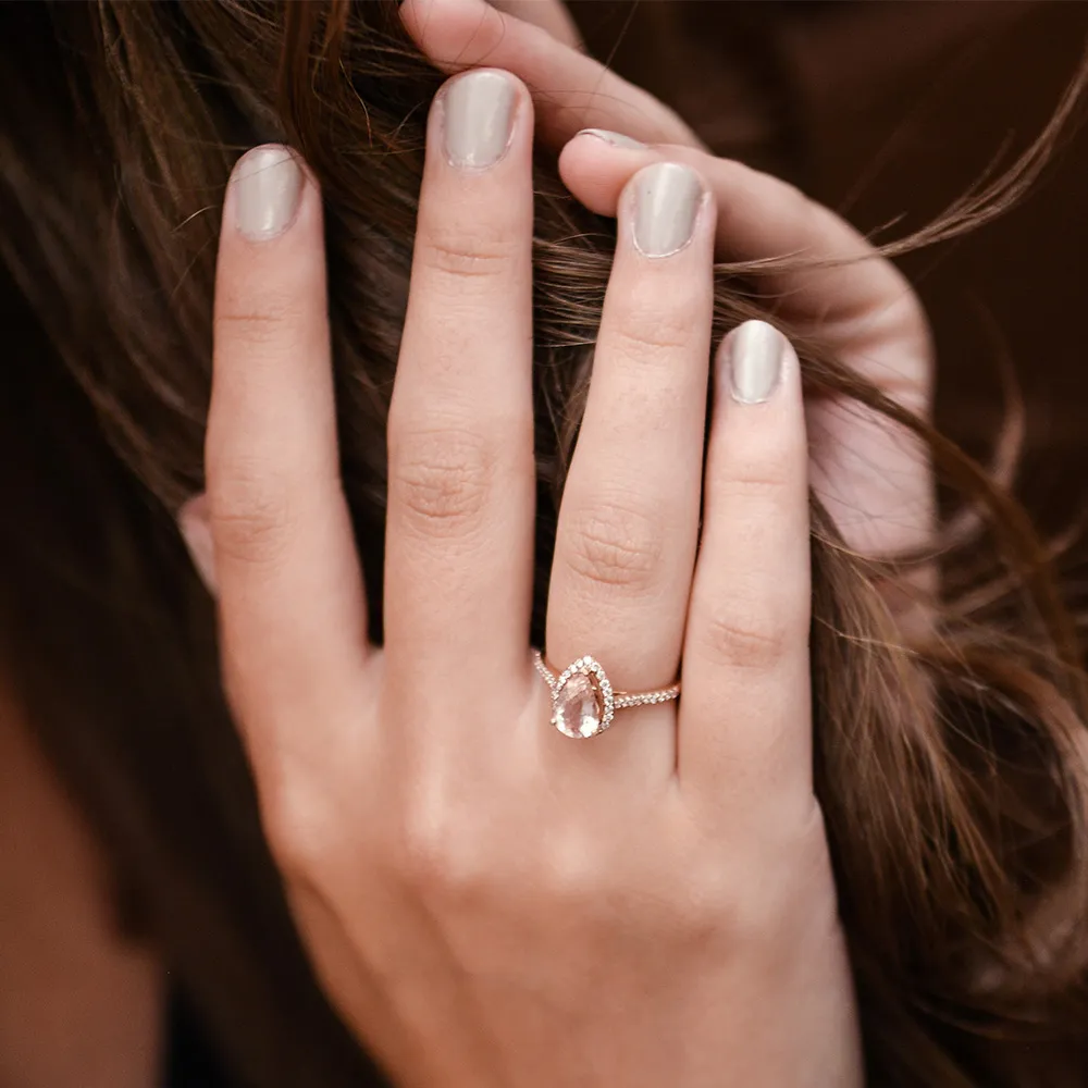 Ring with Morganite and .21 Carat TW of Diamonds in 14kt Rose Gold