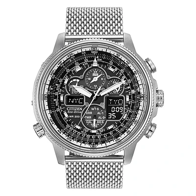 Mens Citizen Eco Drive Promaster Nighthawk A-T Silver Tone Watch