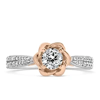 Enchanted Disney Belle Engagement Ring with .75 Carat TW of Diamonds in 14kt White and Rose Gold