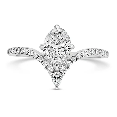 Engagement Ring with .84 Carat TW of Diamonds in 18kt White Gold