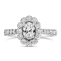 Halo Engagement Ring with 1.25 Carat TW of Diamonds in 14kt White Gold
