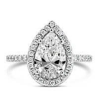 Pear Shaped Halo Engagement Ring with 2.53 Carat TW of Diamonds in 14kt White Gold