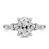 Oval Trilogy Engagement Ring with 2.56 Carat TW of Diamonds in 18kt White Gold