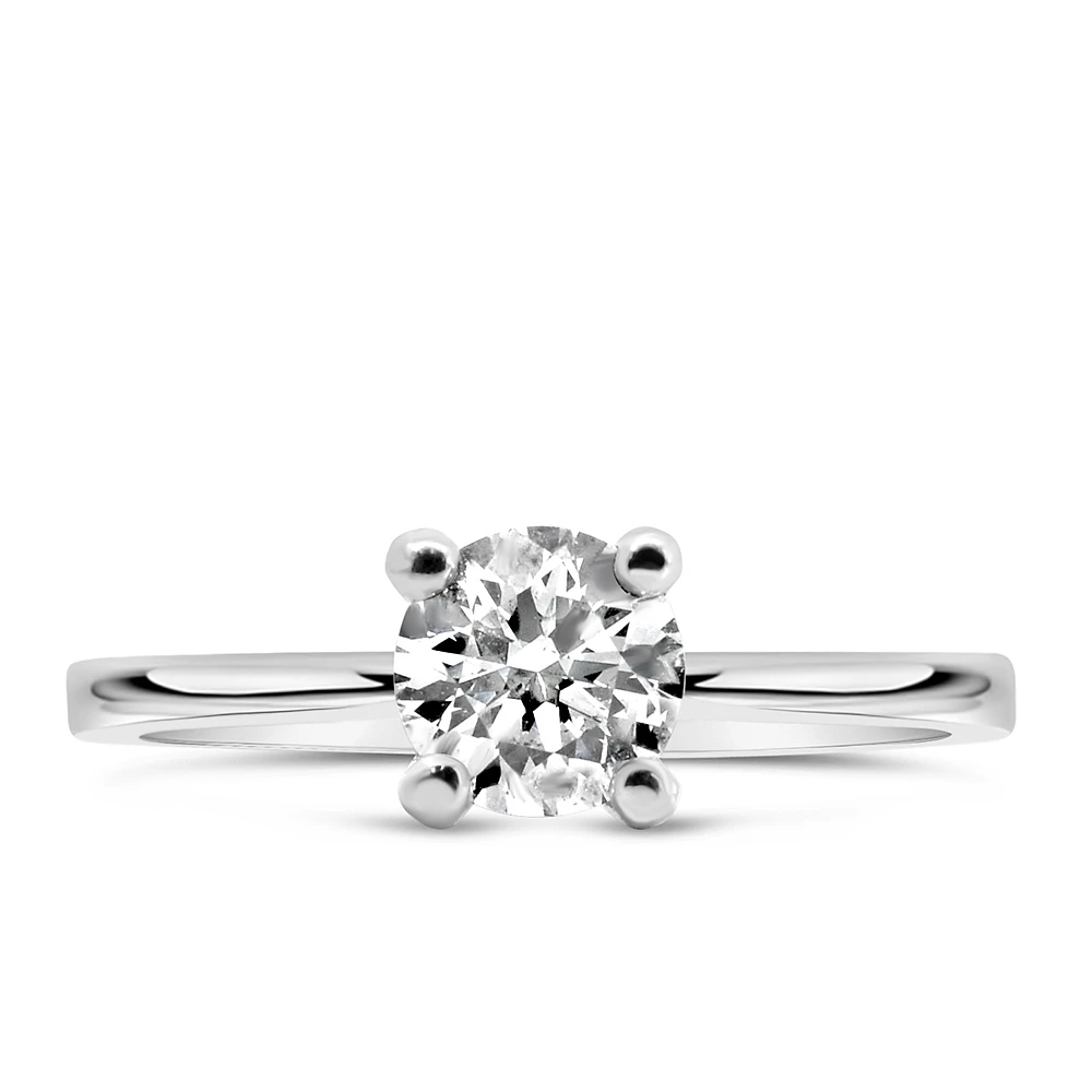Northern Facet Ideal Cut Halo Engagement Ring with .70 Carat Diamond in 18kt White Gold