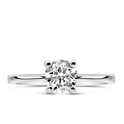 Northern Facet Ideal Cut Halo Engagement Ring with .70 Carat Diamond in 18kt White Gold