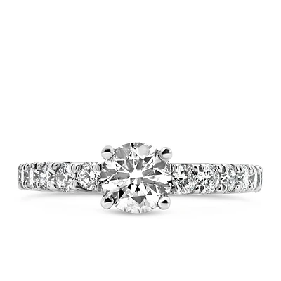 Northern Facet Ideal Cut Halo Engagement Ring with 1.30 Carat TW of Diamonds in 18kt White Gold