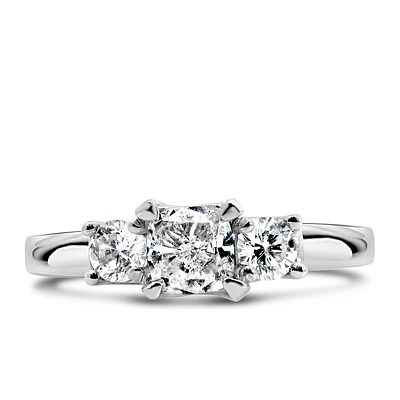 Fire of the North Three Stone Engagement Ring with 1.02 Carat TW of Diamonds in 18kt White Gold