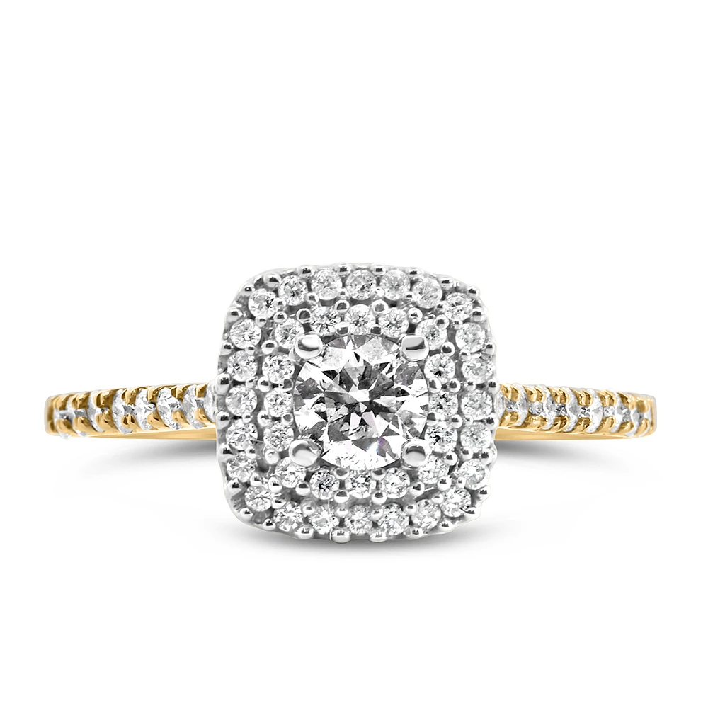 Fire of the North Halo Engagement Ring with .66 Carat TW of Diamonds in 14kt Yellow Gold