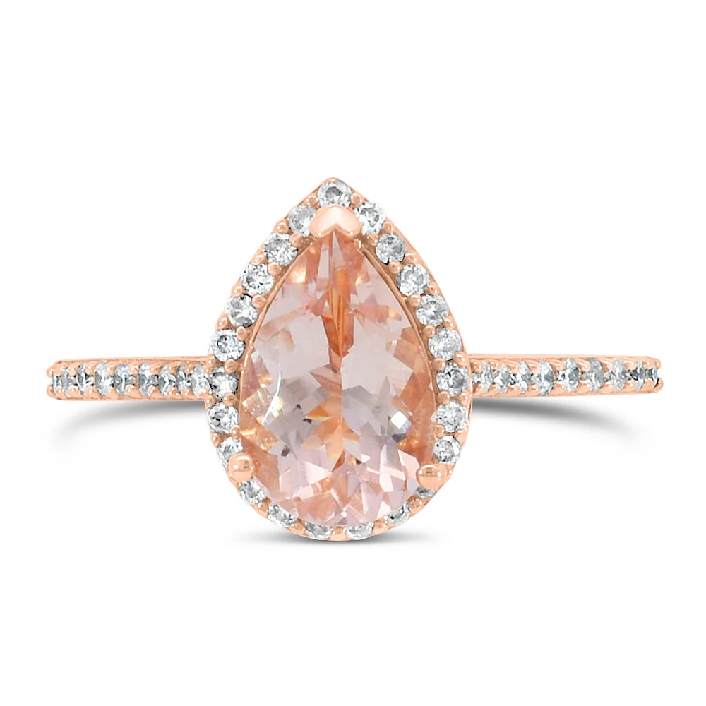 Ring with Morganite and .21 Carat TW of Diamonds in 14kt Rose Gold
