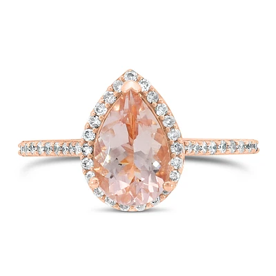 Ring with Morganite and .21 Carat TW of Diamonds in 14kt Rose Gold
