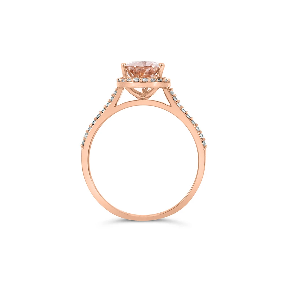 Ring with Morganite and .21 Carat TW of Diamonds in 14kt Rose Gold