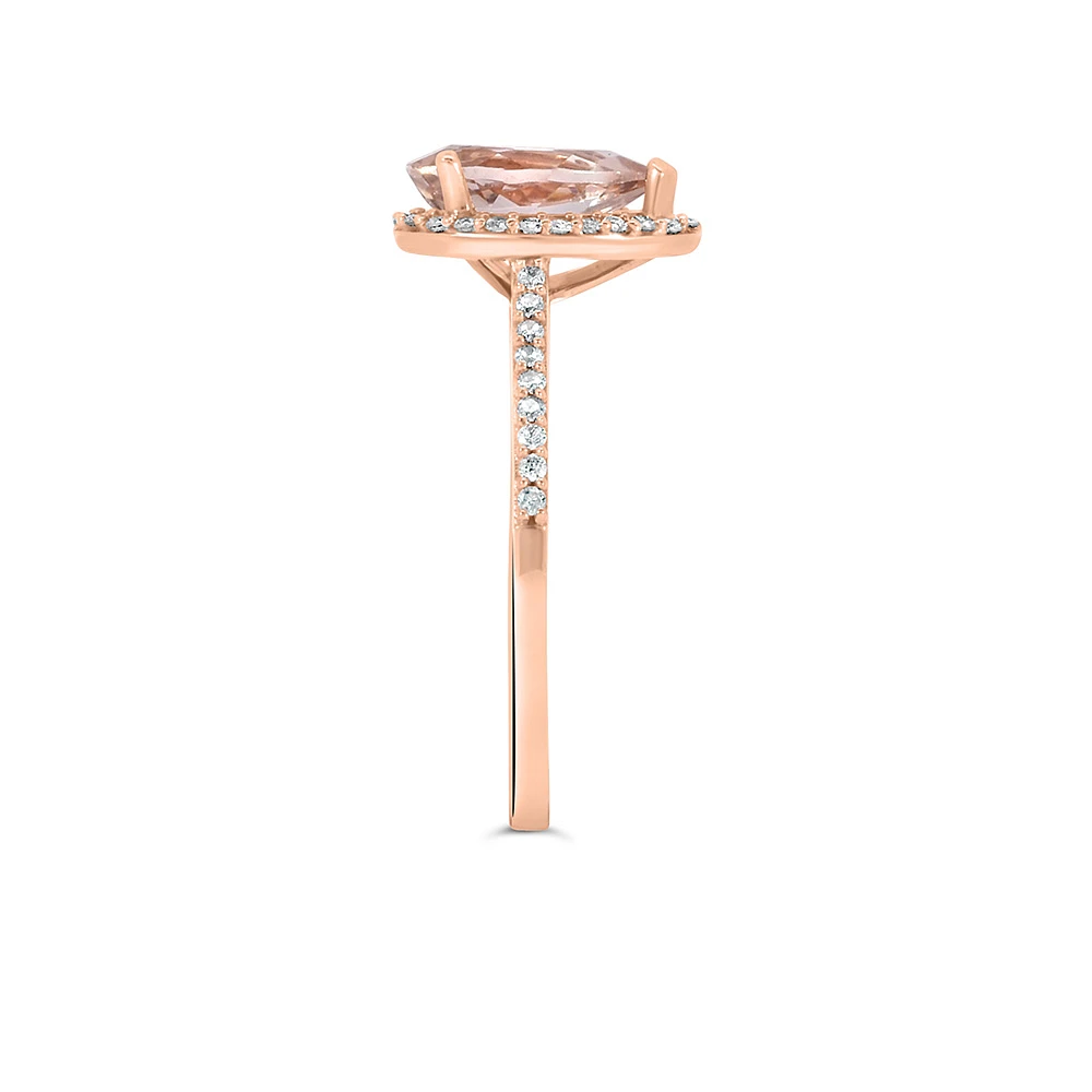 Ring with Morganite and .21 Carat TW of Diamonds in 14kt Rose Gold