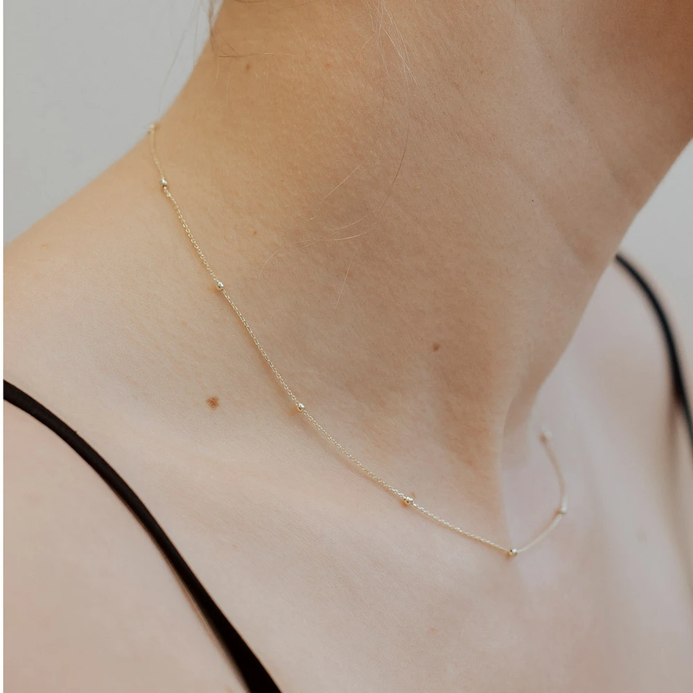 15″-16″ Sierra Beaded Choker Necklace in 10kt Yellow Gold