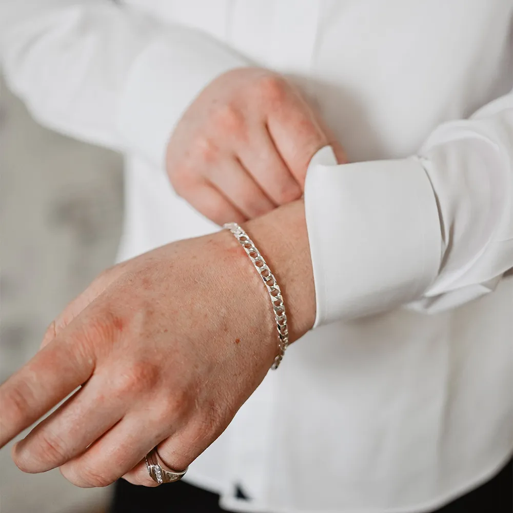 8″ Square Curb Bracelet in Sterling Silver