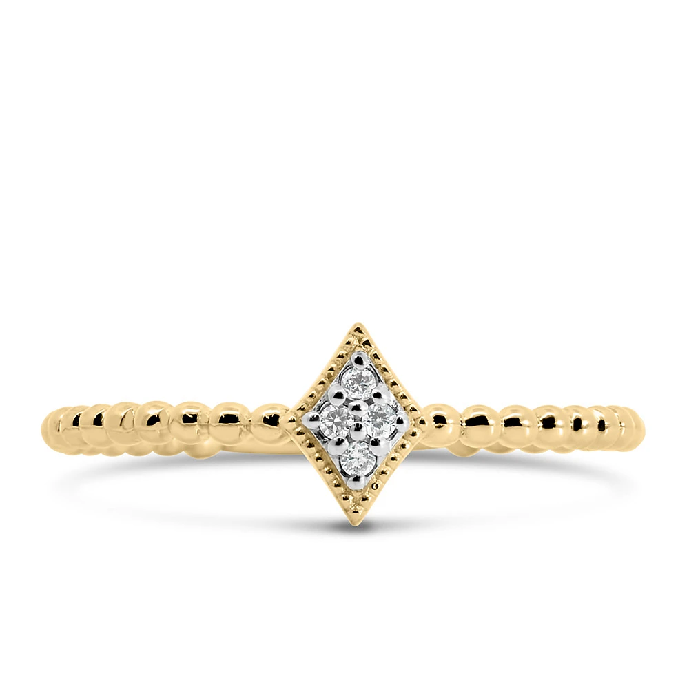 Rhombus Diamond Everyday Stacking Ring with .03 Carat TW of Diamonds in 10kt Yellow Gold