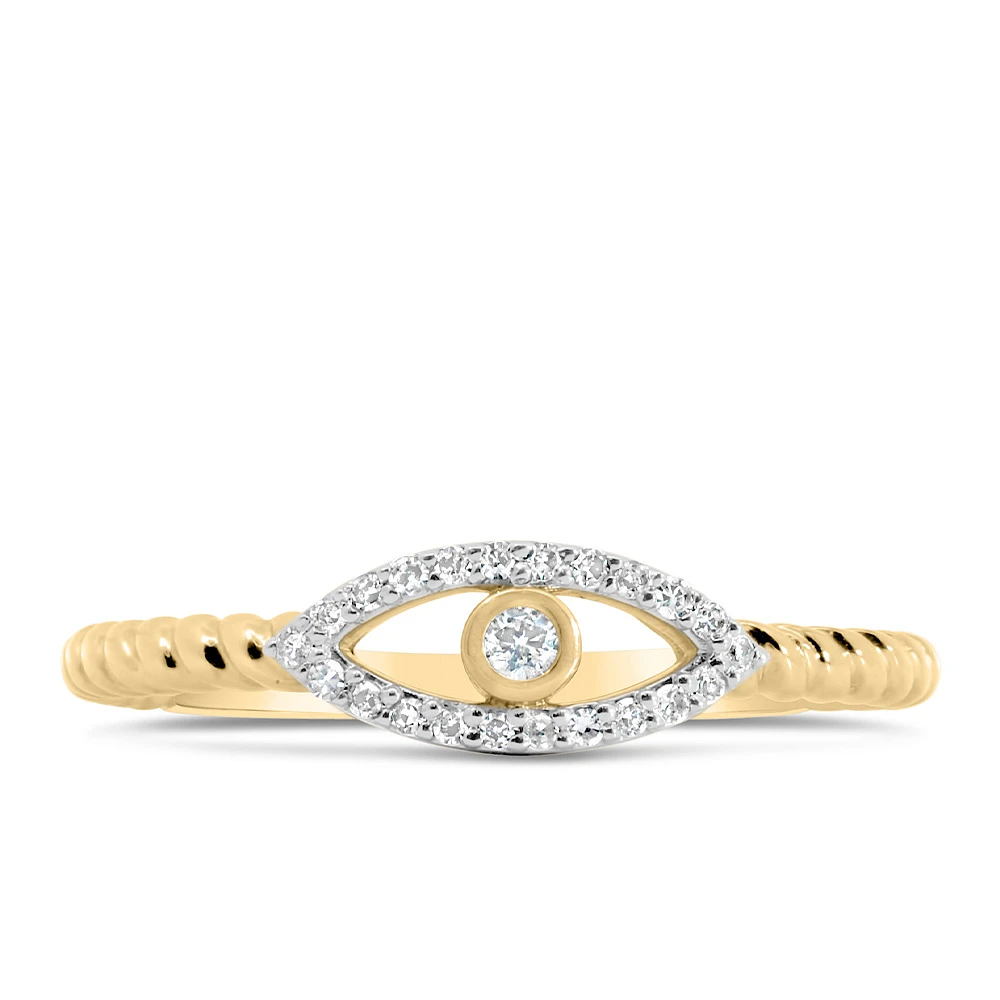 Evil Eye Diamond Everyday Stacking Ring with .10 Carat TW of Diamonds in 10kt Yellow Gold