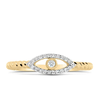 Evil Eye Diamond Everyday Stacking Ring with .10 Carat TW of Diamonds in 10kt Yellow Gold