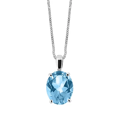 Ava Pendant with Swiss Blue Topaz in 10kt White Gold with Chain