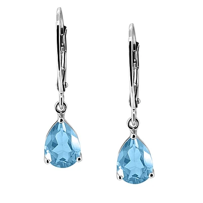 Ivy Earrings with Swiss Blue Topaz in 10kt White Gold