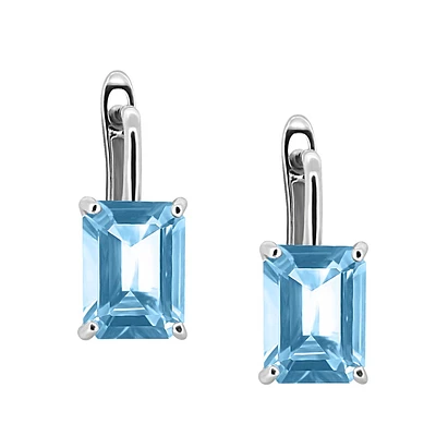 Cleo Earrings with Swiss Blue Topaz in 10kt White Gold