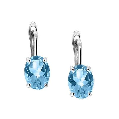 Ava Earrings with Swiss Blue Topaz in 10kt White Gold