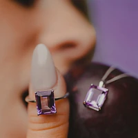 Cleo Ring with Amethyst in 10kt White Gold