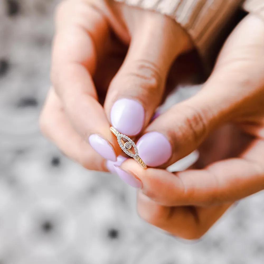 Evil Eye Diamond Everyday Stacking Ring with .10 Carat TW of Diamonds in 10kt Yellow Gold
