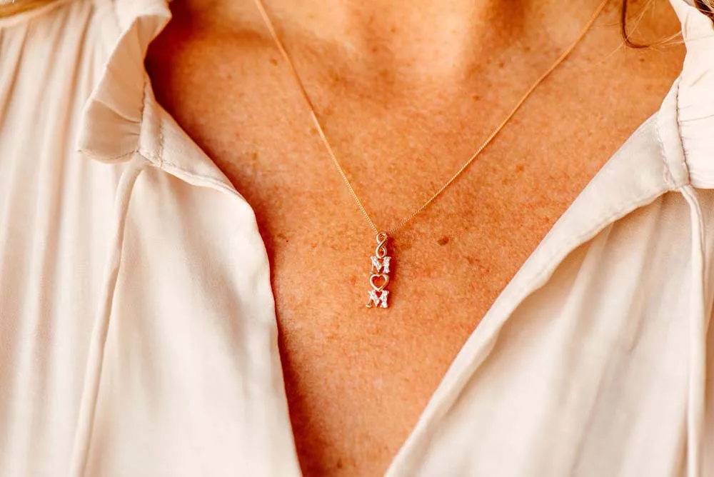 Infinity Mom Pendant with .07 Carat TW of Diamonds in 10kt Rose Gold