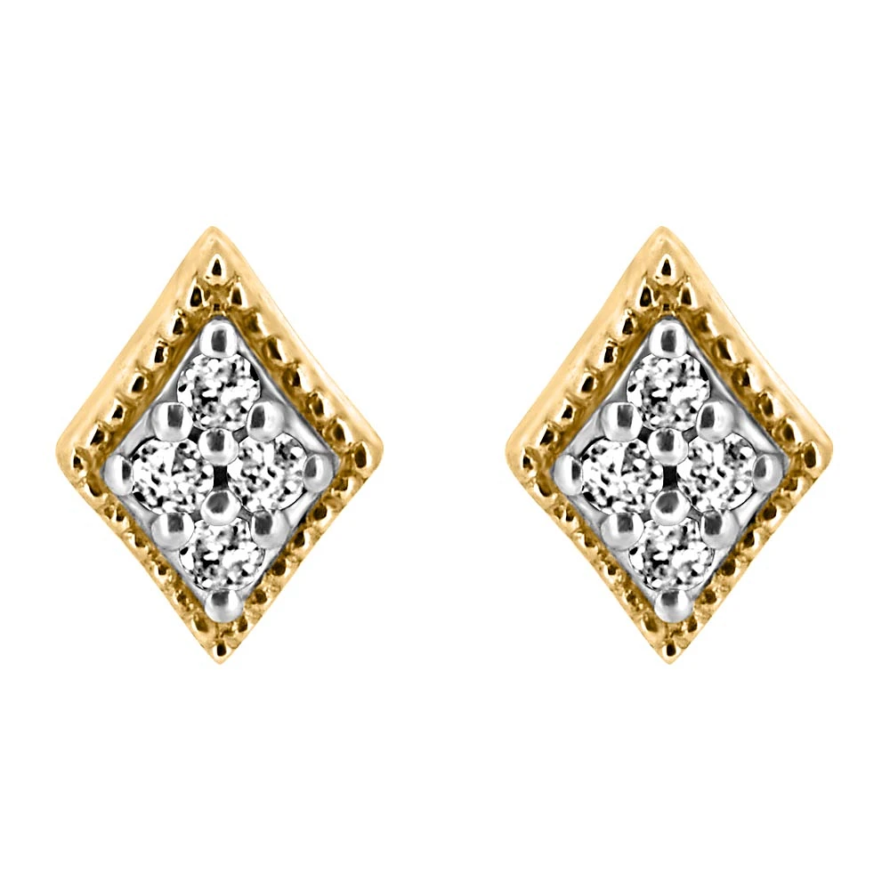 Rhombus Earrings with .04 Carat TW of Diamonds in 10kt Yellow Gold