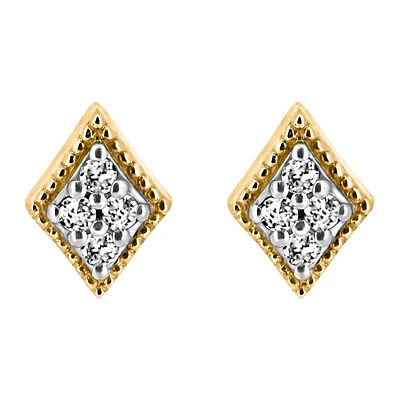 Rhombus Earrings with .04 Carat TW of Diamonds in 10kt Yellow Gold