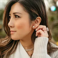 Classic Solitaire Stud Earrings with Carat TW of Lab Created Diamonds in 14kt White Gold
