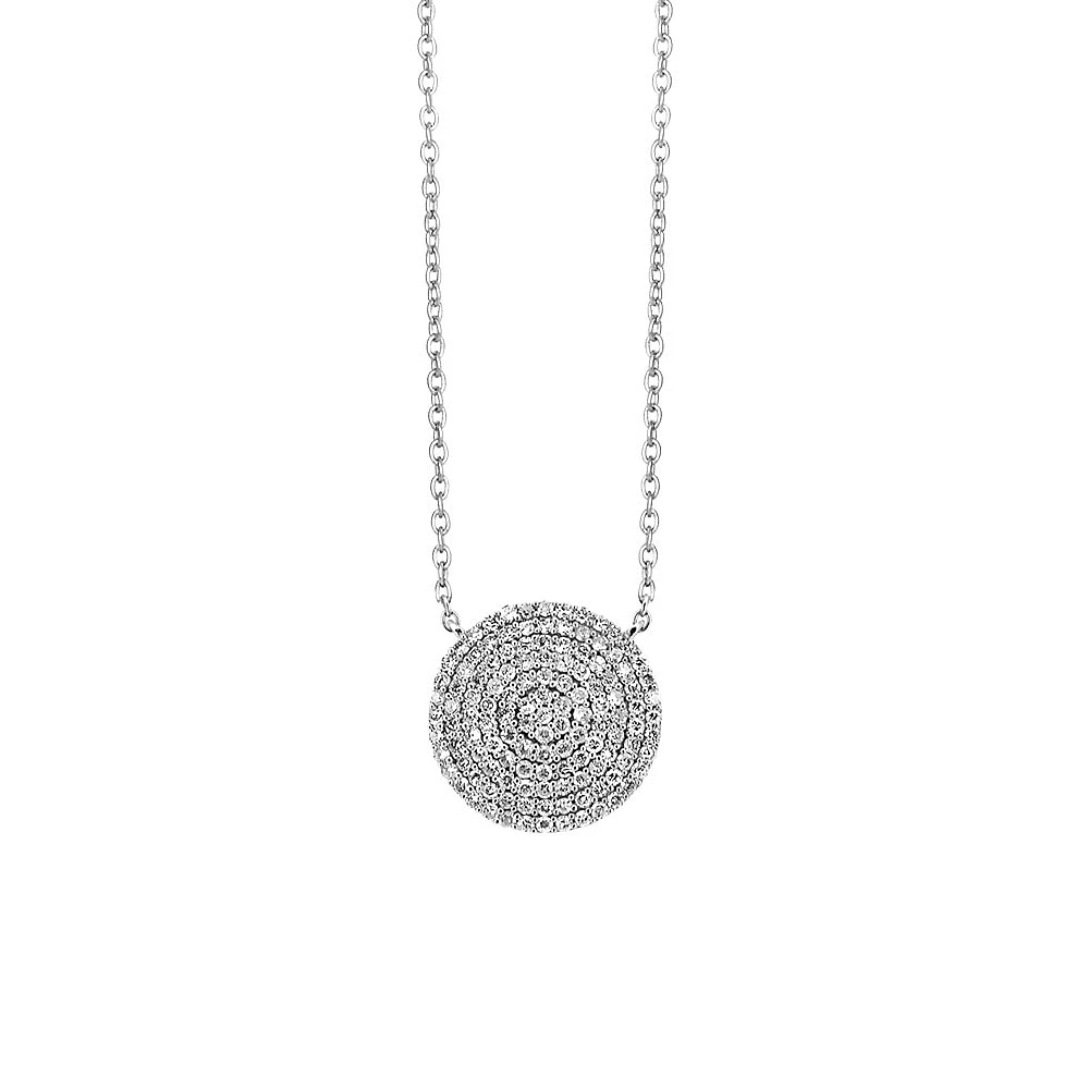 16″ Circle Necklace with .40 Carat TW of Diamonds in 14kt White Gold