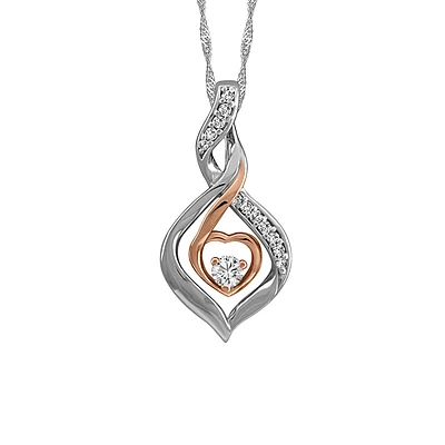 Fire of the North Canadian Diamond Pendant with .11 Carat TW of Diamonds in 10kt White and Rose Gold with Chain