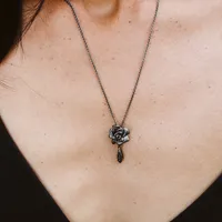 Enchanted Disney Villains Maleficent Pendant with .04 Carat TW of Black Diamonds in Sterling Silver with Chain
