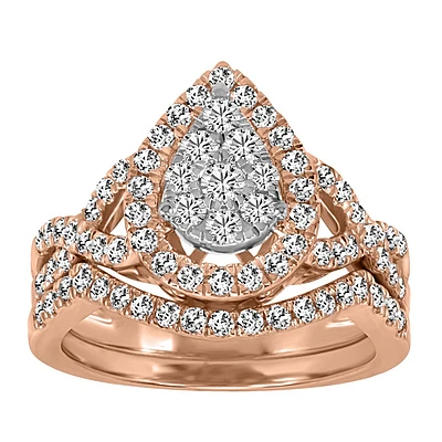 Bridal Set with 1.00 Carat TW of Diamonds in 10kt Rose Gold