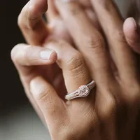 Star Wars Princess Leia Engagement Ring with .25 Carat TW of Diamonds and Morganite in 10kt White and Rose Gold