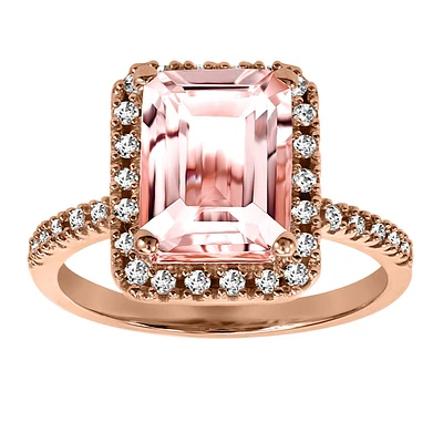 Ring with Morganite and .22 Carat TW of Diamonds in 14kt Rose Gold
