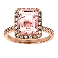 Ring with Morganite and .22 Carat TW of Diamonds in 14kt Rose Gold