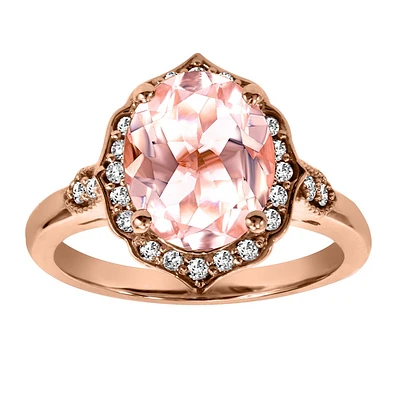 Ring with Morganite and .19 Carat TW of Diamonds in 14kt Rose Gold
