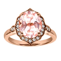Ring with Morganite and .19 Carat TW of Diamonds in 14kt Rose Gold