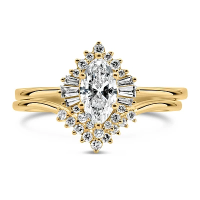Halo Marquise Bridal Set with .70 Carat TW of Diamonds in 14kt Yellow Gold