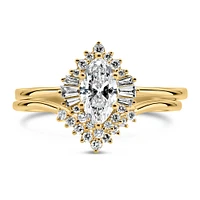 Halo Marquise Bridal Set with .70 Carat TW of Diamonds in 14kt Yellow Gold