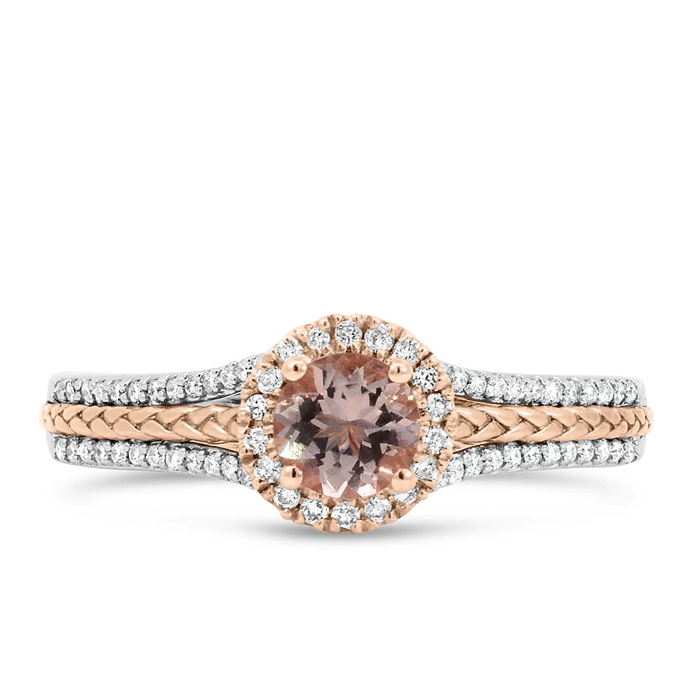 Star Wars Princess Leia Engagement Ring with .25 Carat TW of Diamonds and Morganite in 10kt White and Rose Gold