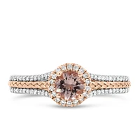 Star Wars Princess Leia Engagement Ring with .25 Carat TW of Diamonds and Morganite in 10kt White and Rose Gold