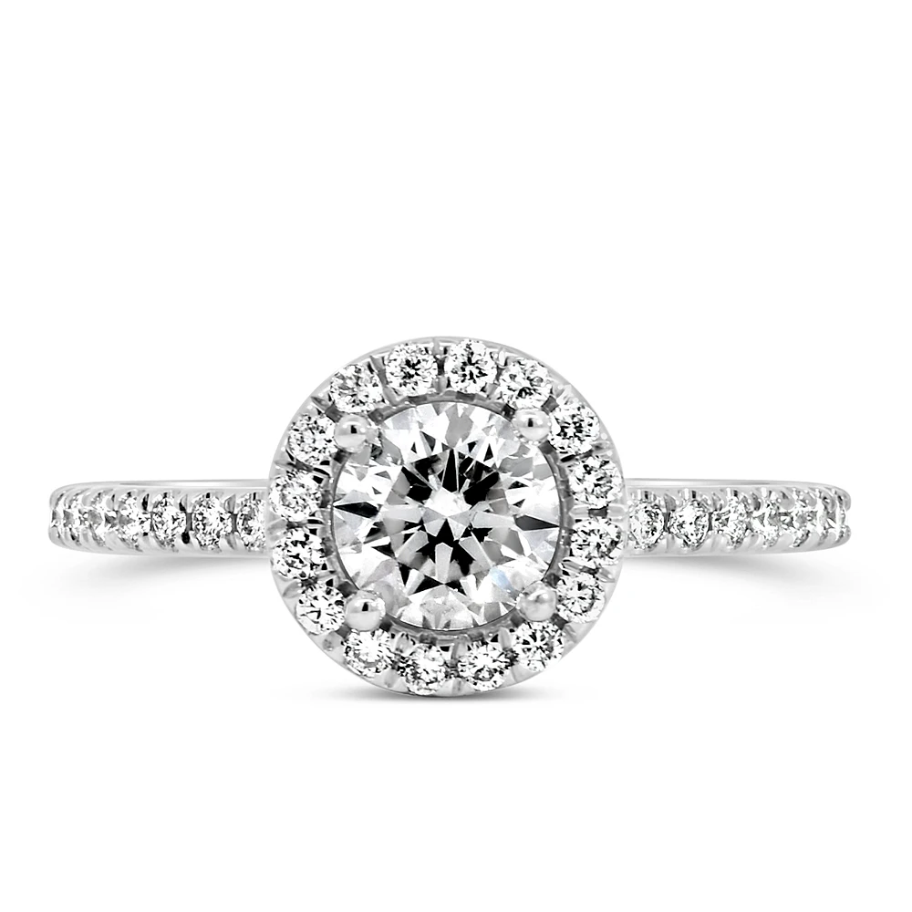 Colourless Collection Halo Engagement Ring with 1.12 Carat TW of Diamonds in 18kt White Gold